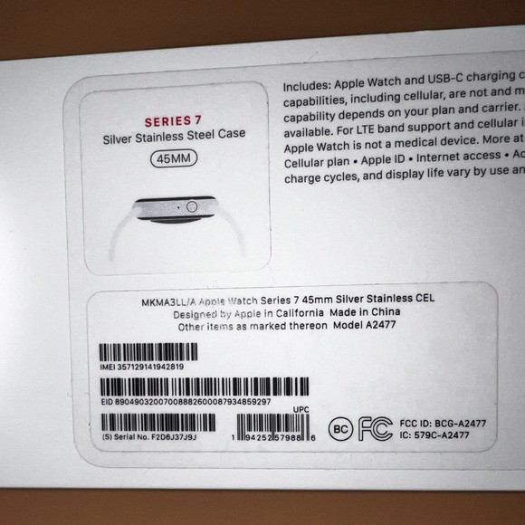 ⌚️NWT APPLE WATCH SERIES 7 45mm SILVER STAINLESS STEEL CASE W/ BLACK BAND - Picture 10 of 16